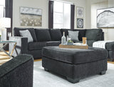 Altari Slate Chenille Oversized Accent Ottoman close-up of fabric texture