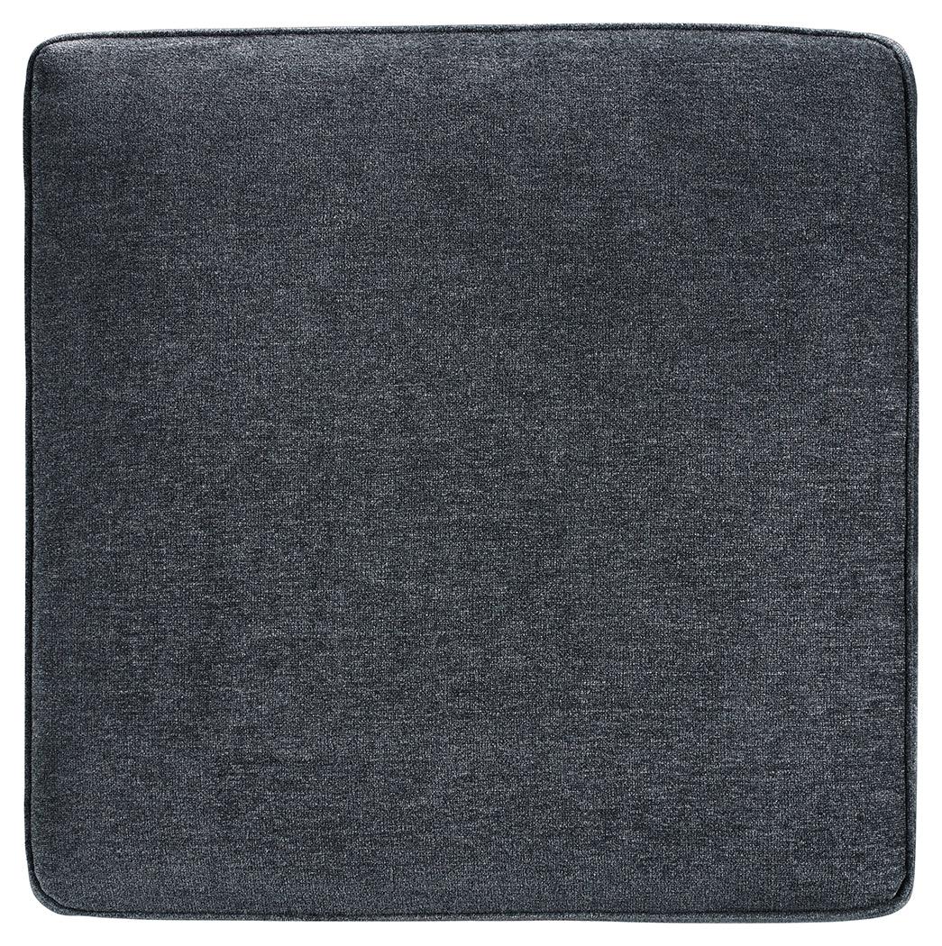 Altari Slate Chenille Oversized Accent Ottoman front corner view with lighting highlighting fabric texture