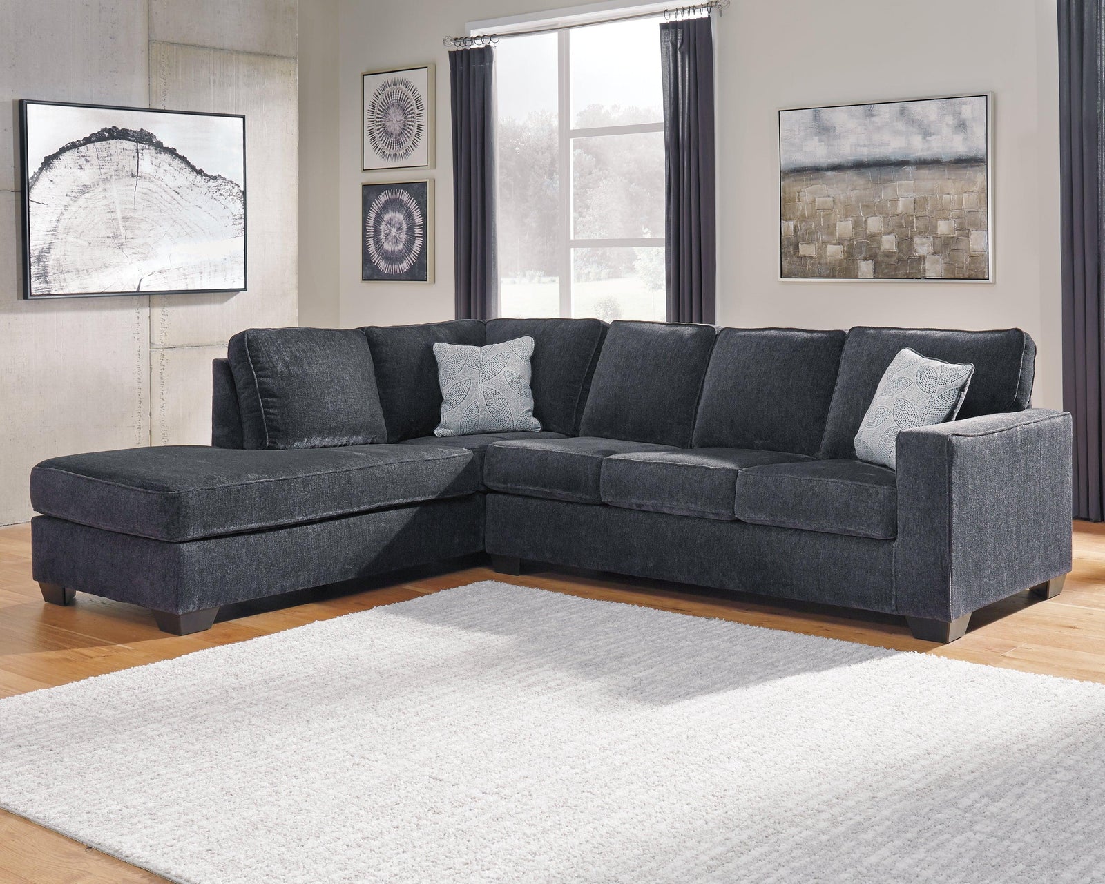 main view of Altari Slate Chenille 2-Piece Sectional With Chaise sectional sofa