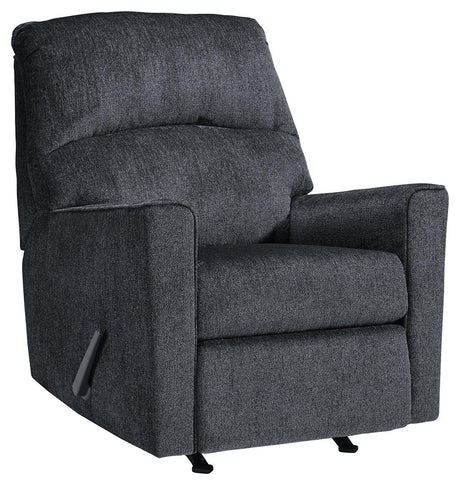 Altari Alloy Chenille Recliner reclining position front angle