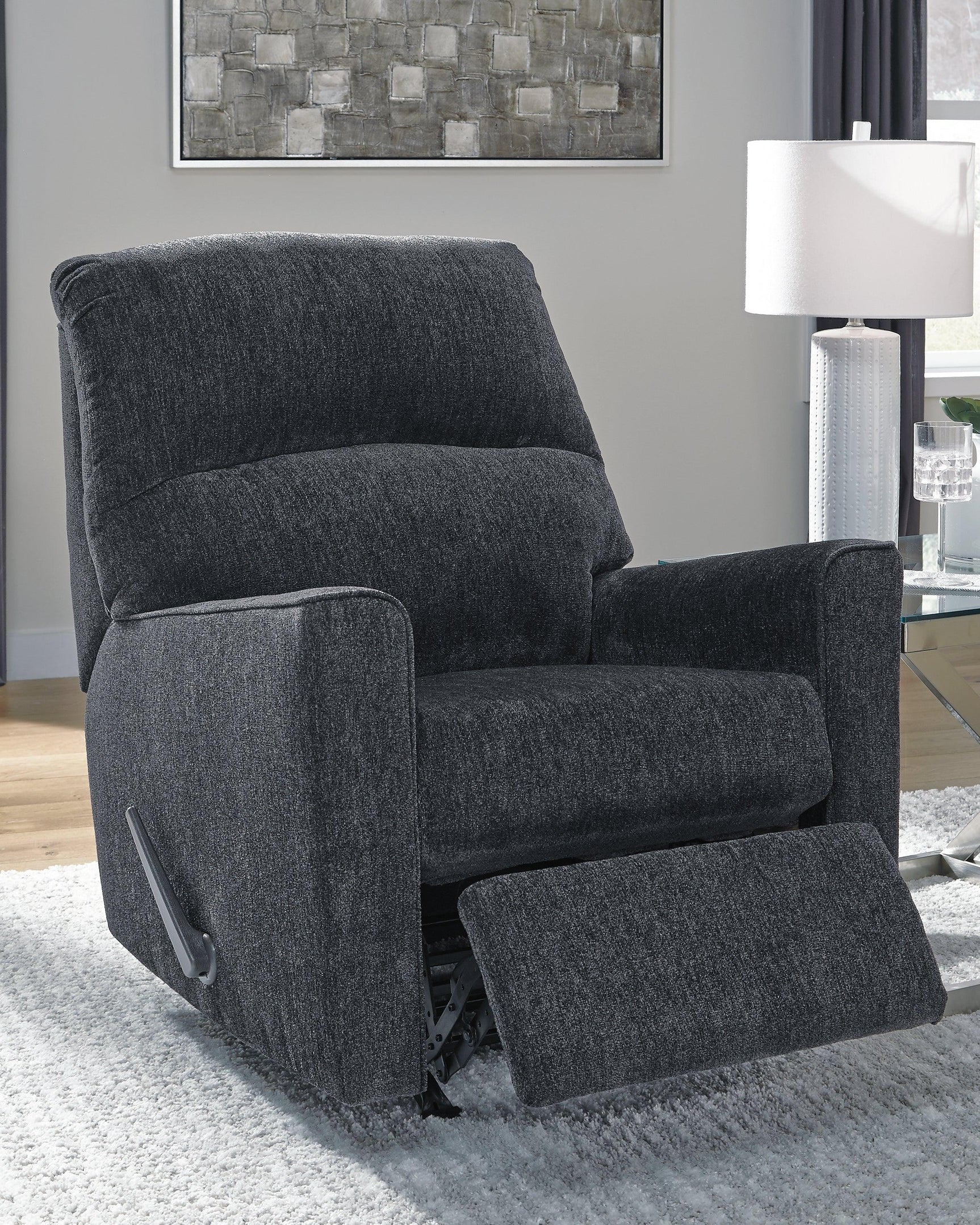 Altari Alloy Chenille Recliner reclining position close crop