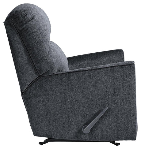 Reclined position side angle of Altari Slate Chenille Recliner