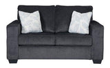 Ashley Slate Fabric Upholstered Living Room Set side profile