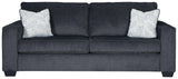 Altari Slate Chenille Sofa side profile showing fabric texture