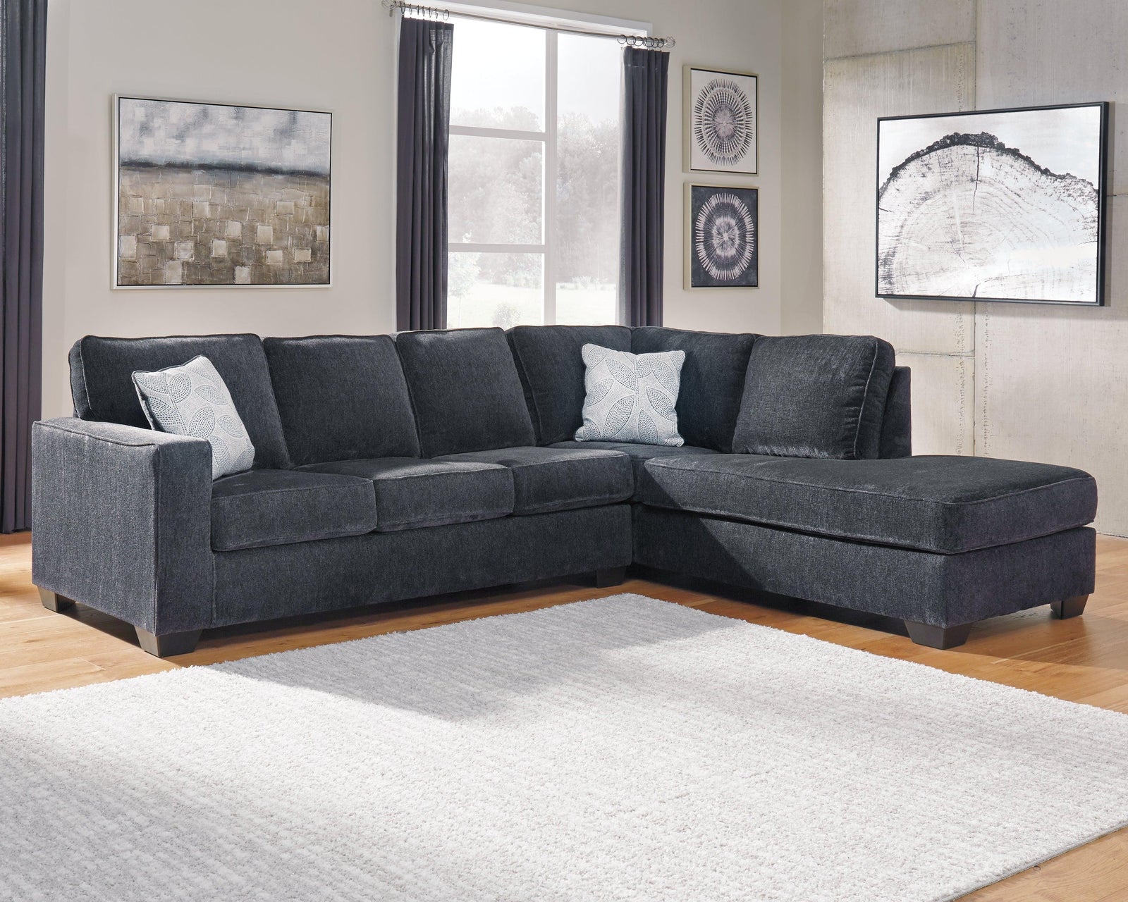 main view of Altari Slate Chenille 2-Piece Sectional With Chaise sectional sofa