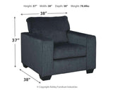 Altari Slate Chenille Chair dimension illustration