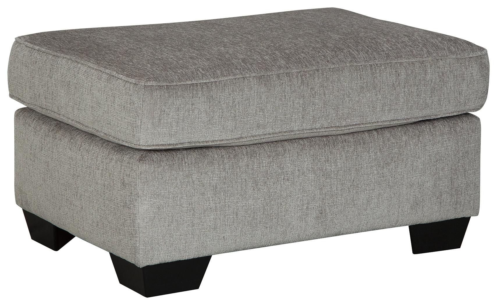Altari Alloy Chenille Ottoman side view showing faux wood legs