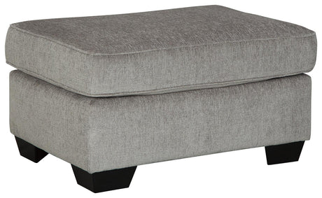Altari Alloy Chenille Ottoman side view showing faux wood legs