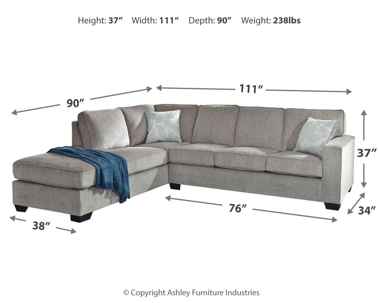 Close-up detail of chenille upholstery on Altari Alloy sectional