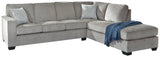 Side view of Altari Alloy Chenille sectional sofa with chaise