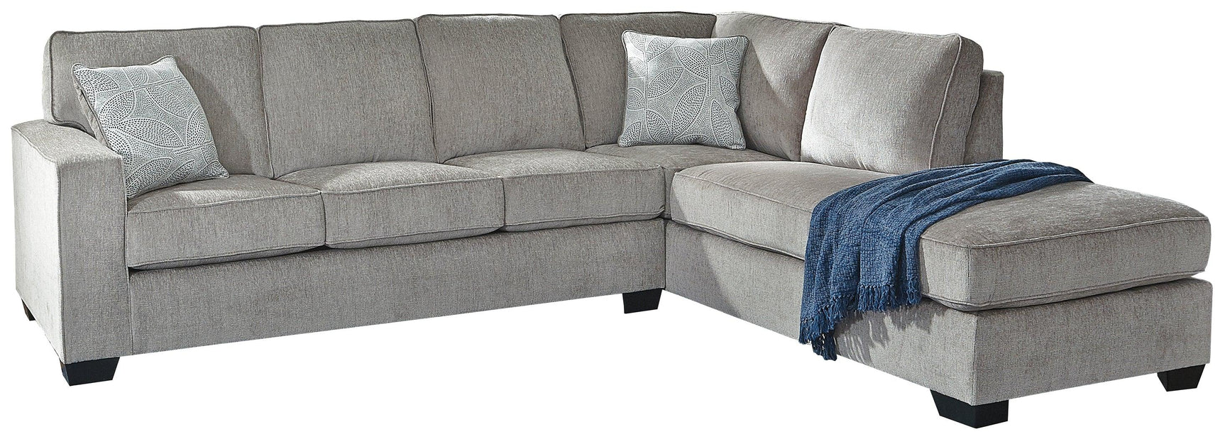 Side view of Altari Alloy Chenille sectional sofa with chaise
