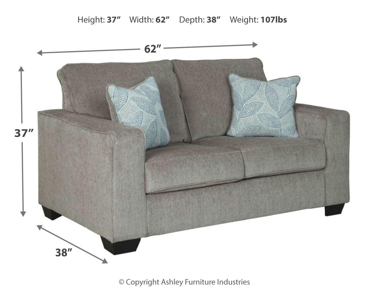 Altari Alloy Chenille Loveseat side profile