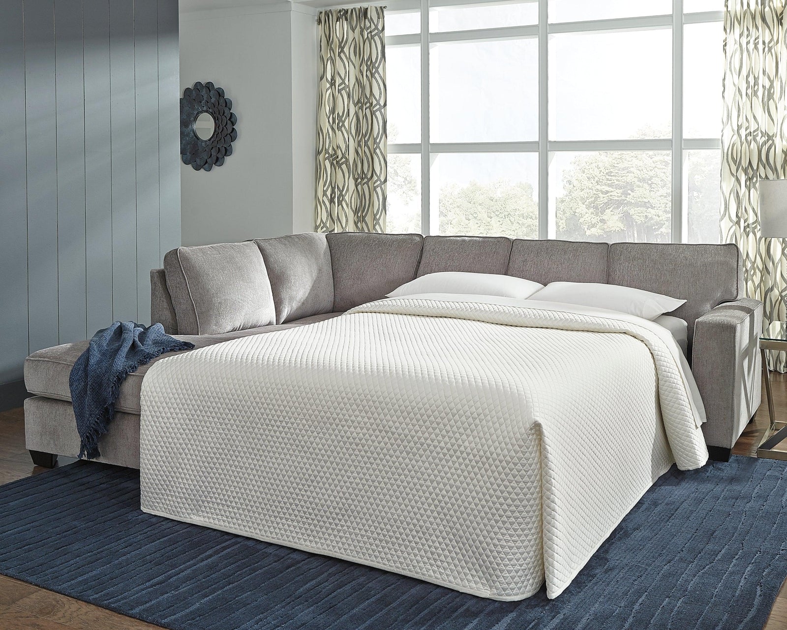 Altari Alloy Chenille 2-Piece Sleeper Sectional With Chaise - Ella Furniture