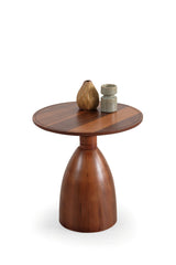 Pomela Walnut center table close-up, showing tabletop texture