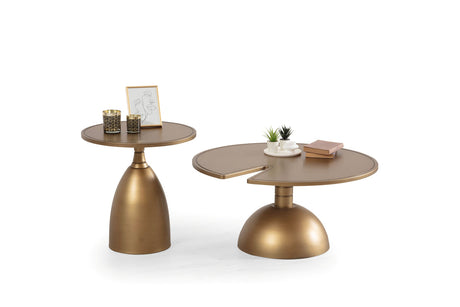 Close-up of gold finish on Pomela coffee tables