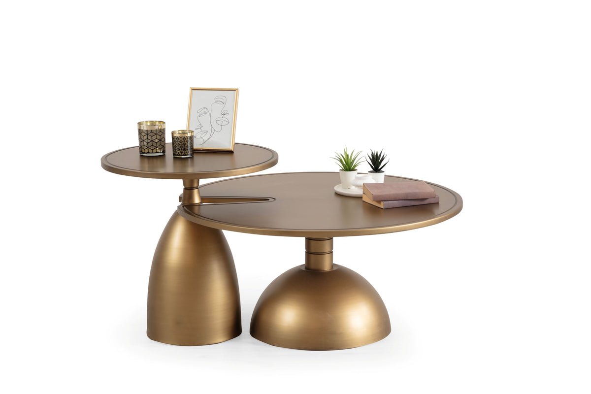 Pomela Gold side table angled view showing gold finish