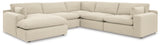 Elyza Linen 5-Piece Sectional with Ottoman — product image 3