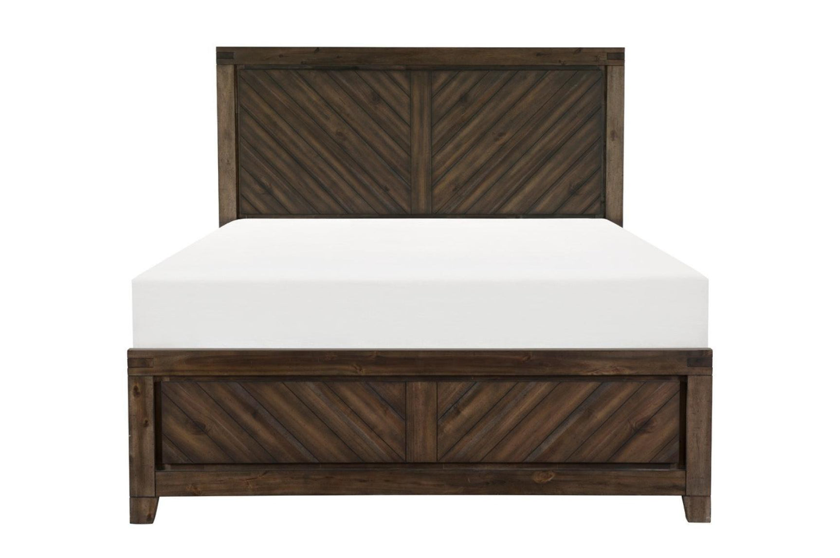 side view of parnell rustic cherry panel bedroom set bed