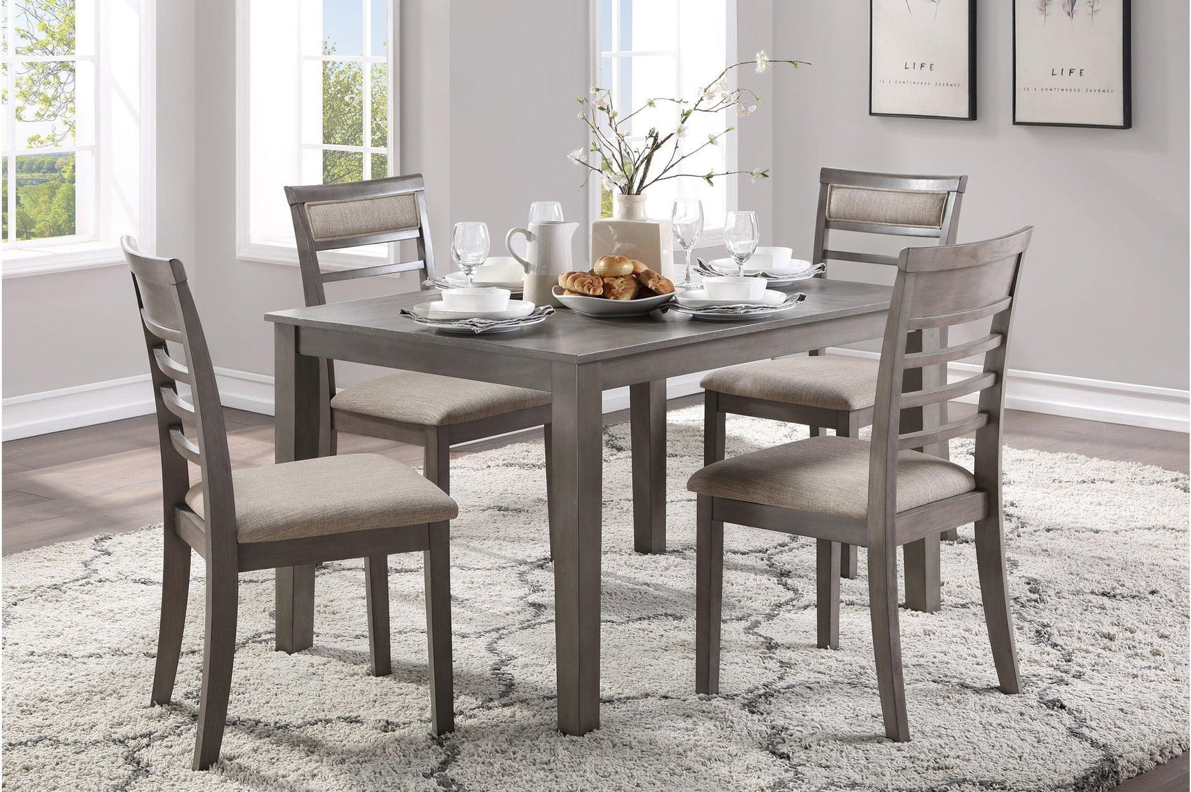 Lovell Gray Fabric Upholstered Rectangular Dining Room Set main view