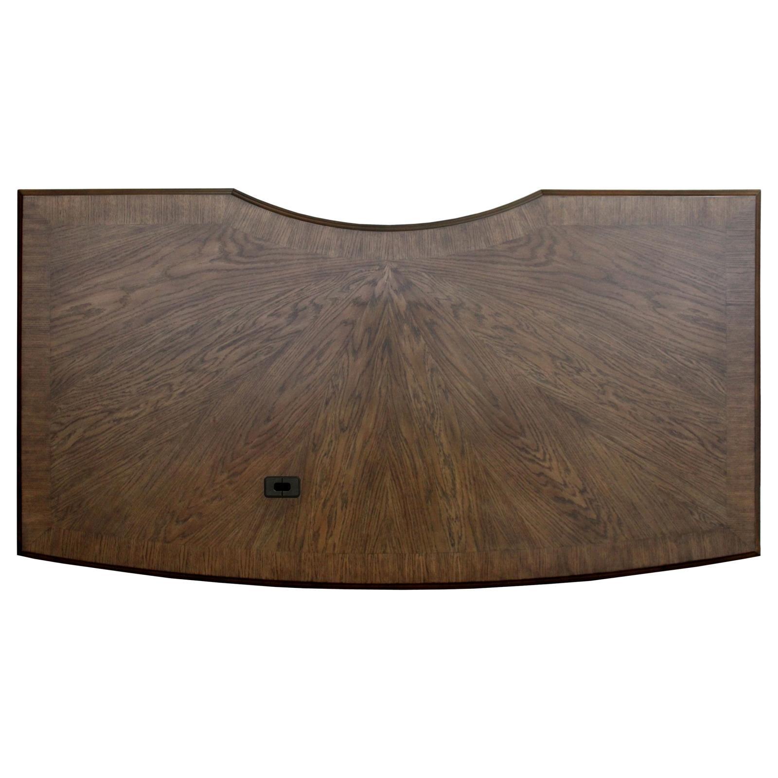Desk frame with wood paneling detail