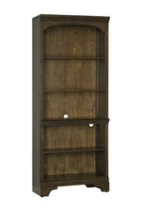 Sturdy bracket legs of Hartshill Burnished Oak bookcase