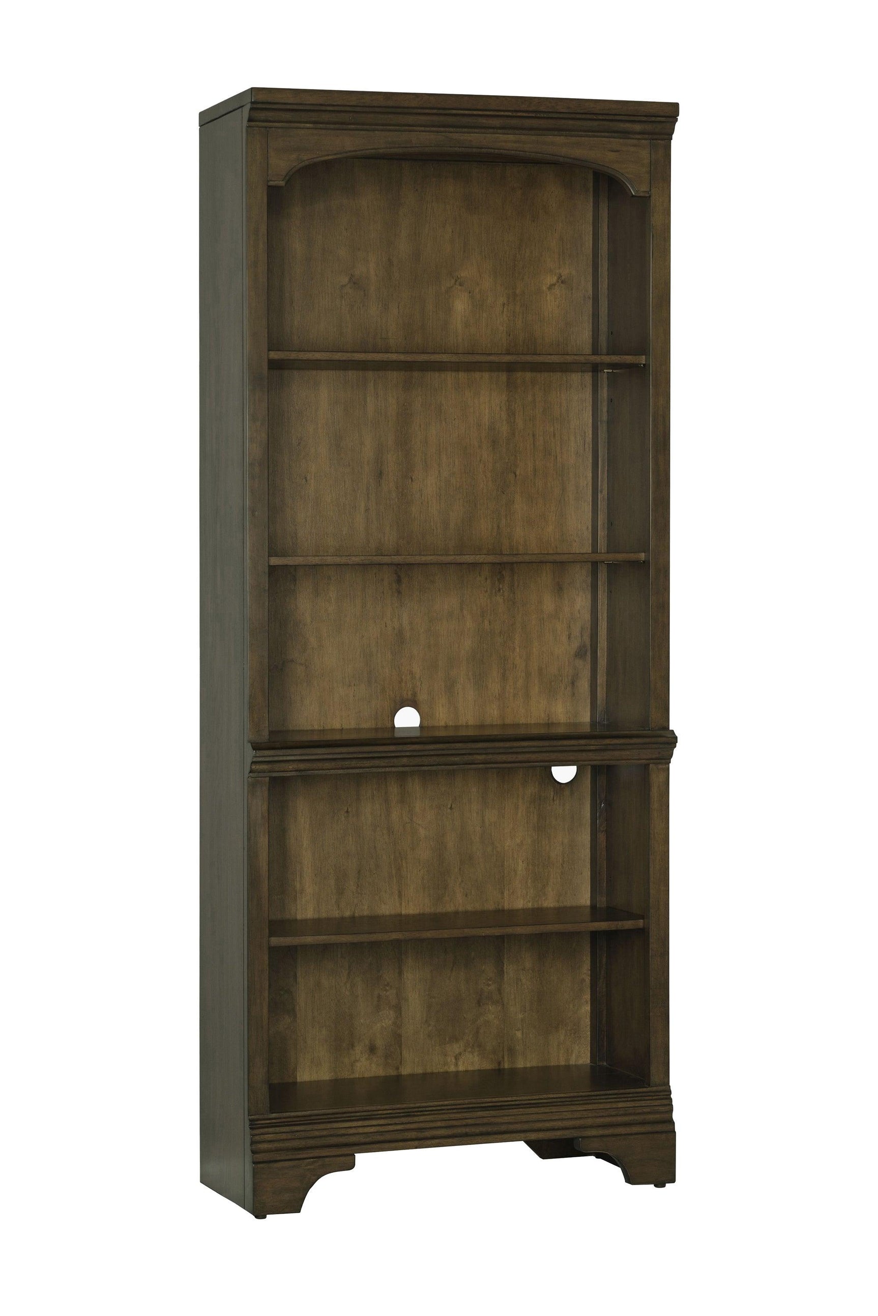 Sturdy bracket legs of Hartshill Burnished Oak bookcase