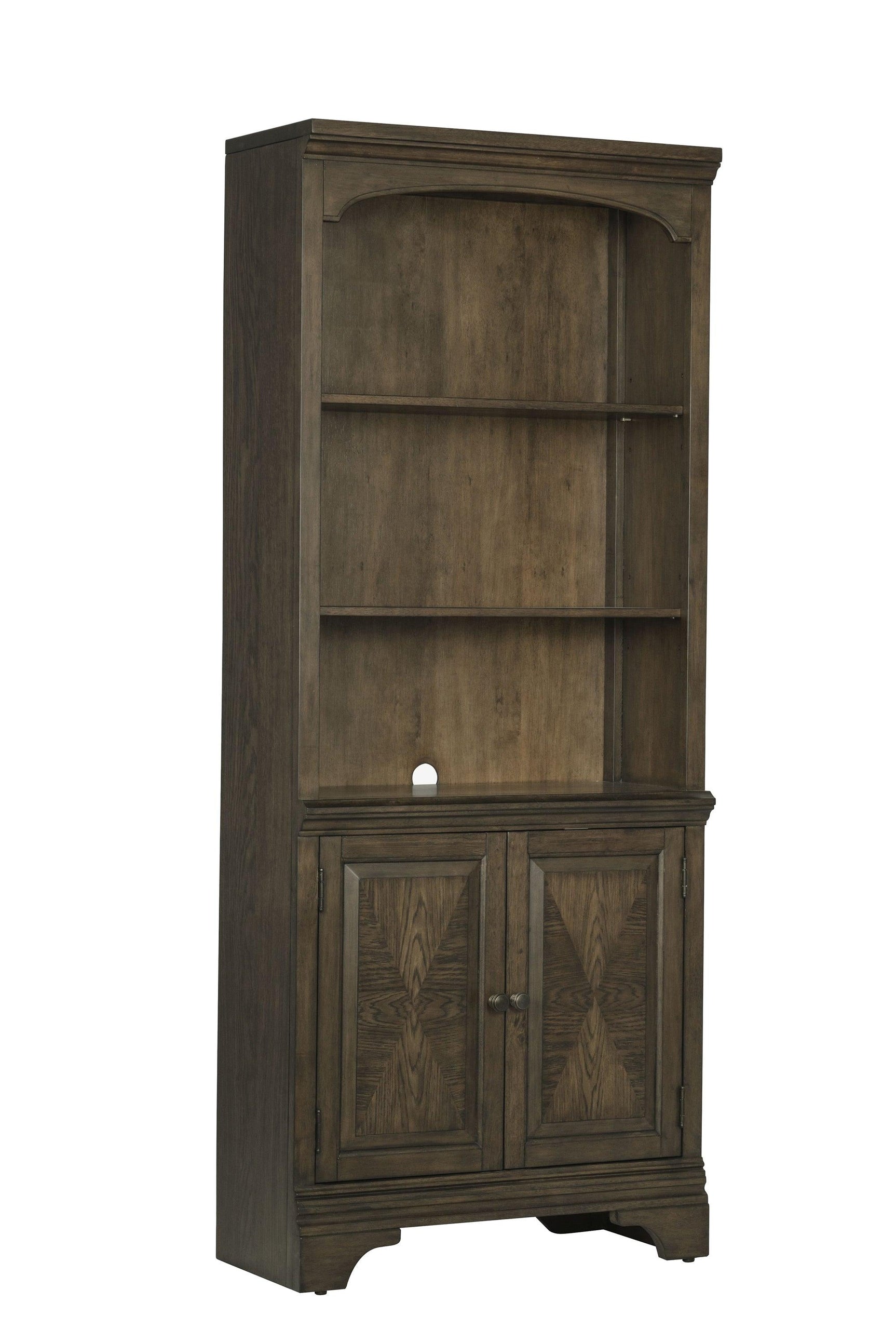 Hartshill Bookcase with Cabinet burnished oak, shelf detail