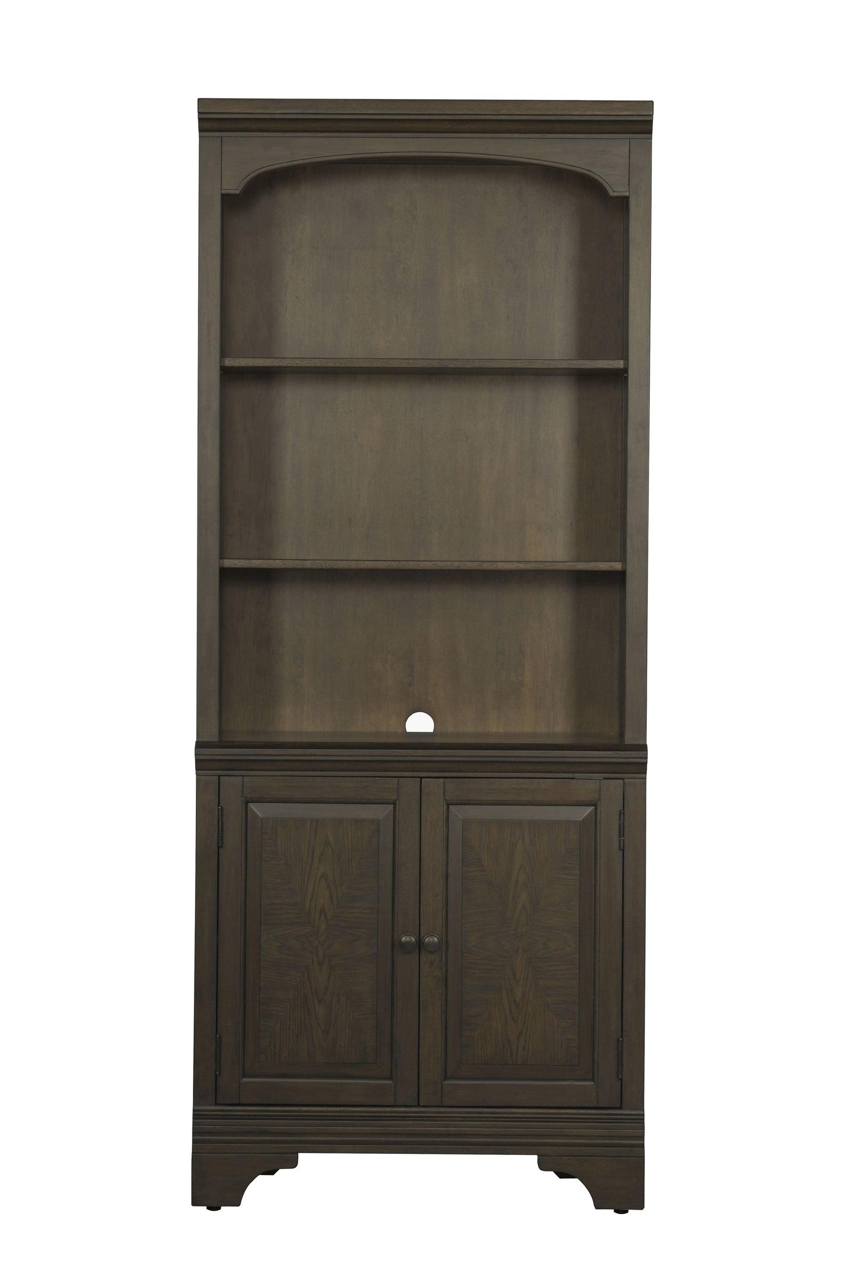 Bracket-style legs supporting the Hartshill Bookcase