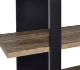 Close-up of Danbrook bookcase shelf detail and two-tone finish