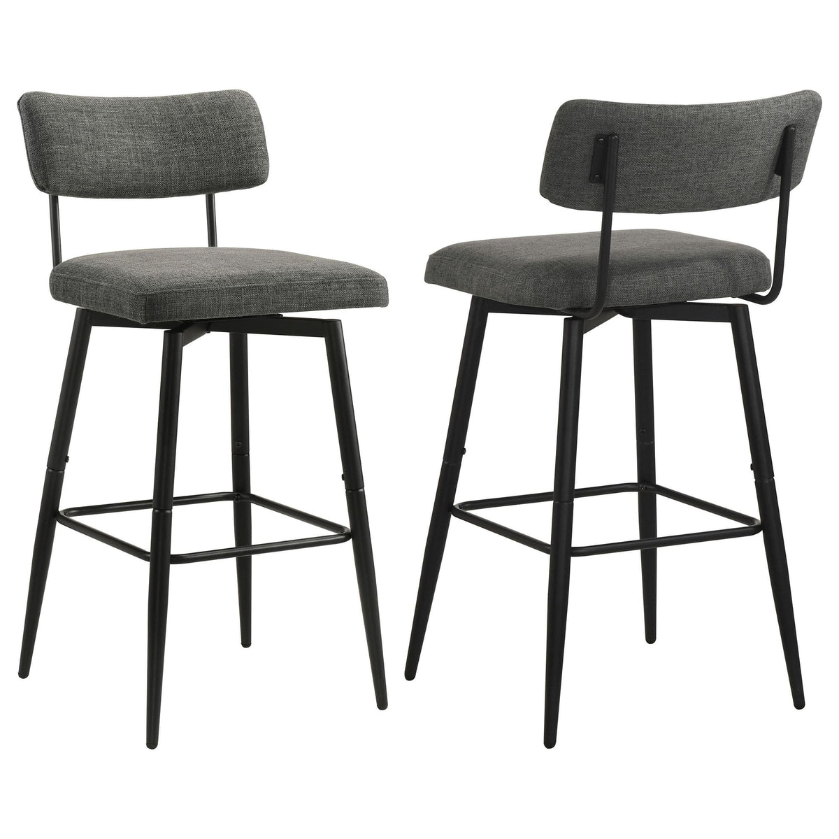 Levine Fabric Upholstered Grey Swivel Bar Chair Set of 2 — product view