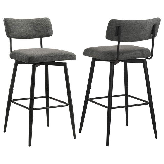 Levine Fabric Upholstered Grey Swivel Bar Chair Set of 2 — product view