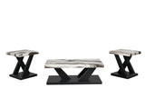 Dark Wood-Look and White Faux Marble 3-Piece Coffee Table Set — product image 3