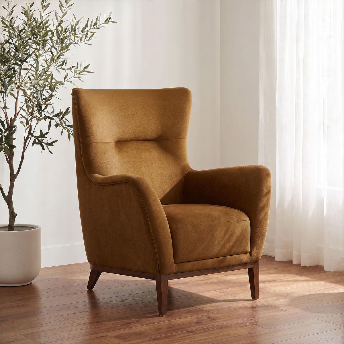 Catala Upholstered High Back Accent Chair Rust and Coffee — product image 2