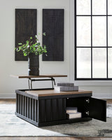 Black and Light Brown Lift-Top Coffee Table with Cabinet Storage — product image 3