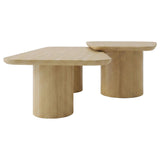 Lester 2-Piece Rounded Pedestal Nesting Coffee Table Set Honey Oak — product image 4
