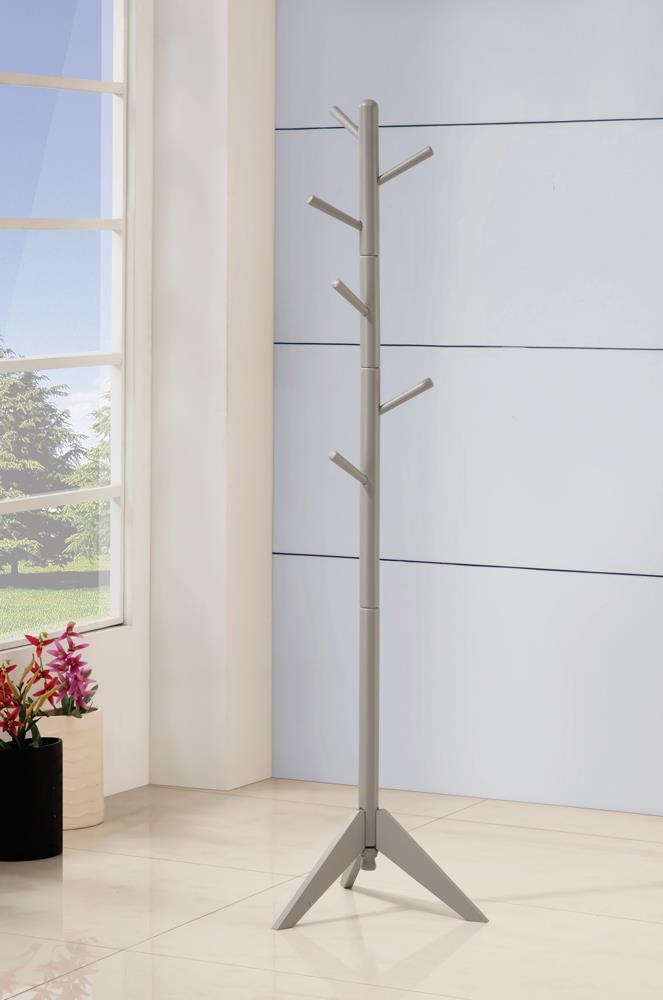 Devlin Coat Rack with 6 hooks and grey finish front view