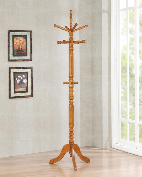 Achelle 11-Hook Coat Rack Golden Brown front view