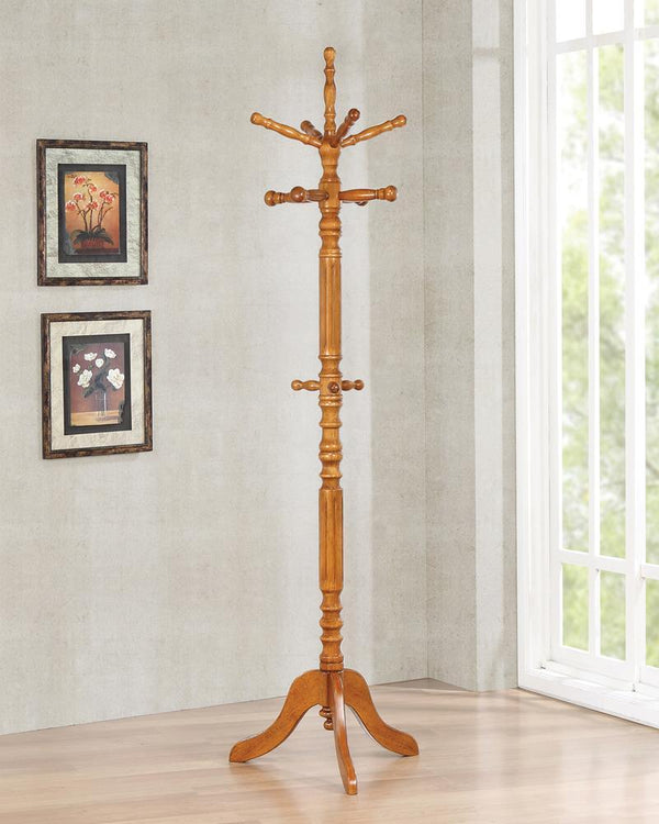 Achelle 11-Hook Coat Rack Golden Brown front view