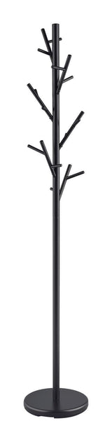 Close-up of black metal hooks on Clover Coat Rack