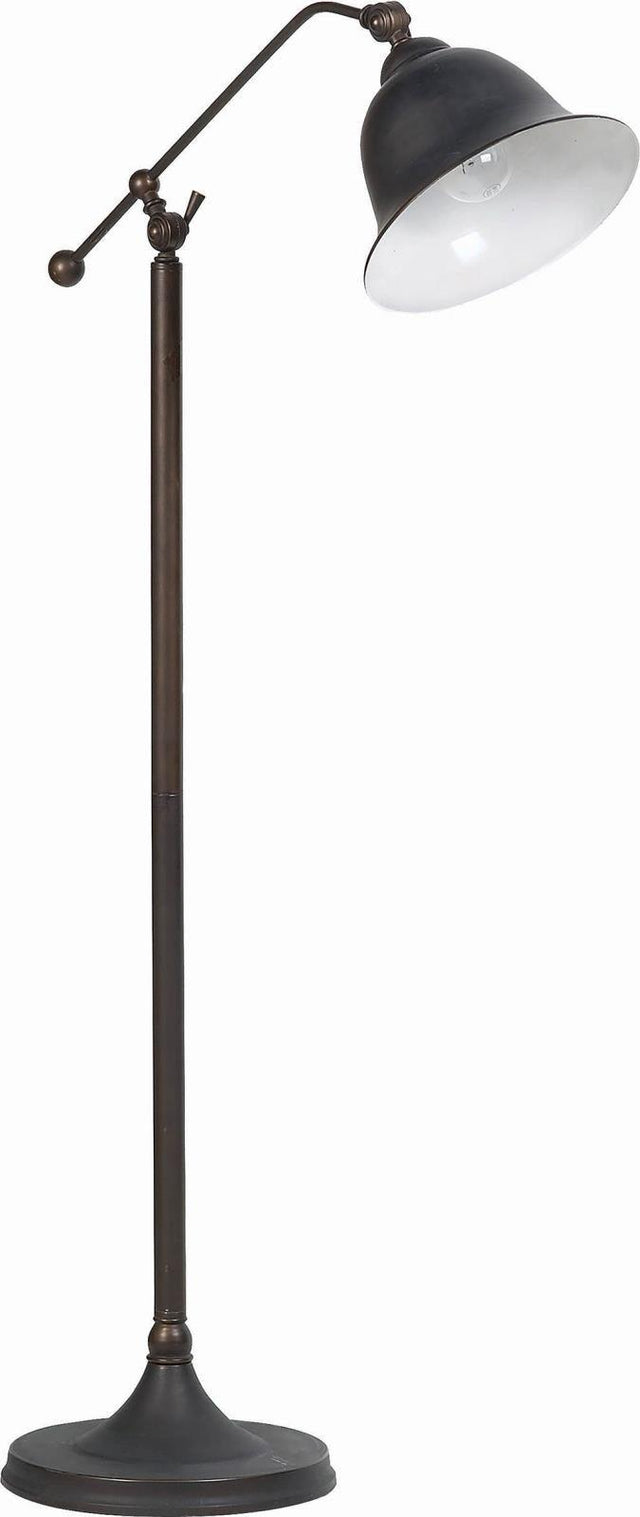 Eduardo Bell Shade Floor Lamp dark bronze finish, side view