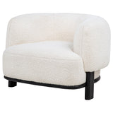 Side profile of Lawler ivory barrel back chair