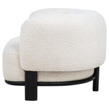 Padded seat and armrest of Lawler accent chair