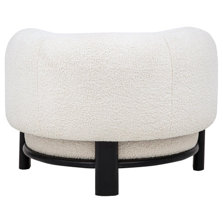 Wood frame underside of Lawler accent chair