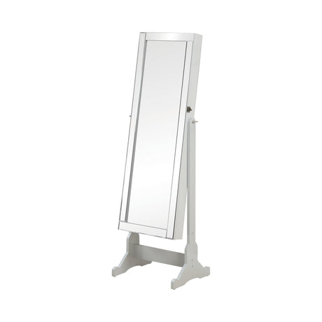 Close-up of storage compartments inside Yvonne Jewelry Cheval Mirror