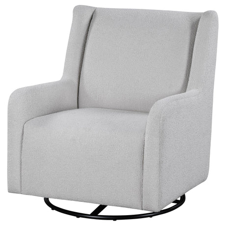 Serra Boucle Upholstered Swivel Glider Recliner Dove Grey close-up fabric texture