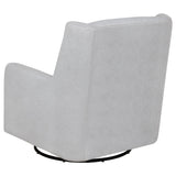 Serra Boucle Upholstered Swivel Glider Recliner Dove Grey swivel base detail