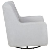 Serra Boucle Upholstered Swivel Glider Recliner Dove Grey demonstrating glide motion