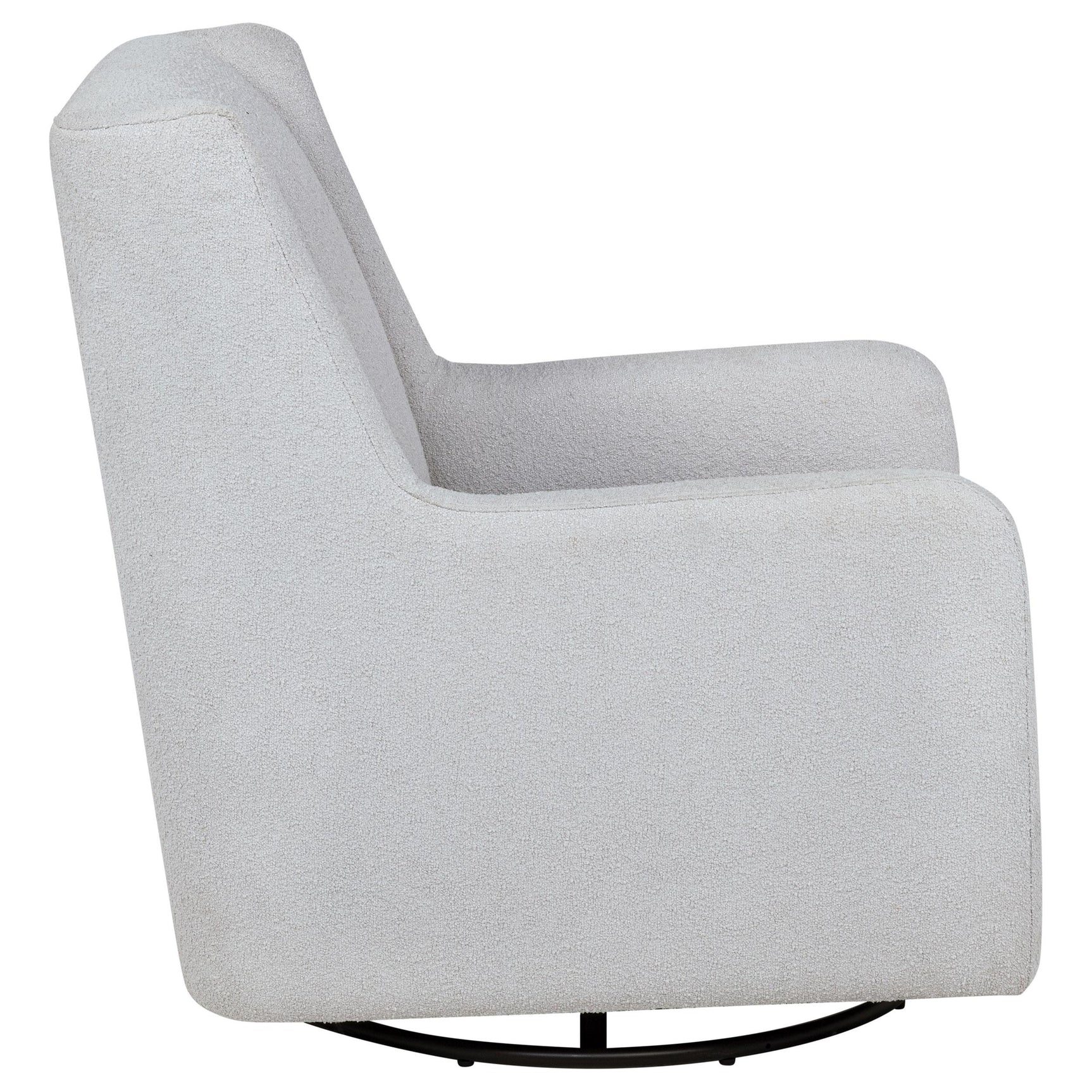 Serra Boucle Upholstered Swivel Glider Recliner Dove Grey demonstrating glide motion
