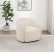 Side view of Gerley beige chenille swivel accent chair