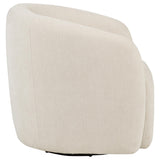 Curved arms and rounded barrel back of Gerley accent chair